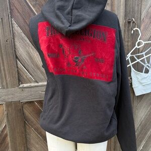 True Religion World Tour Black Hoodie with Red Graphic full zip M